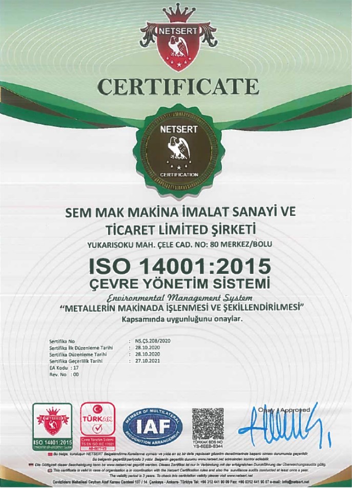 ISO 14001 Çevre Yönetim Sistemi