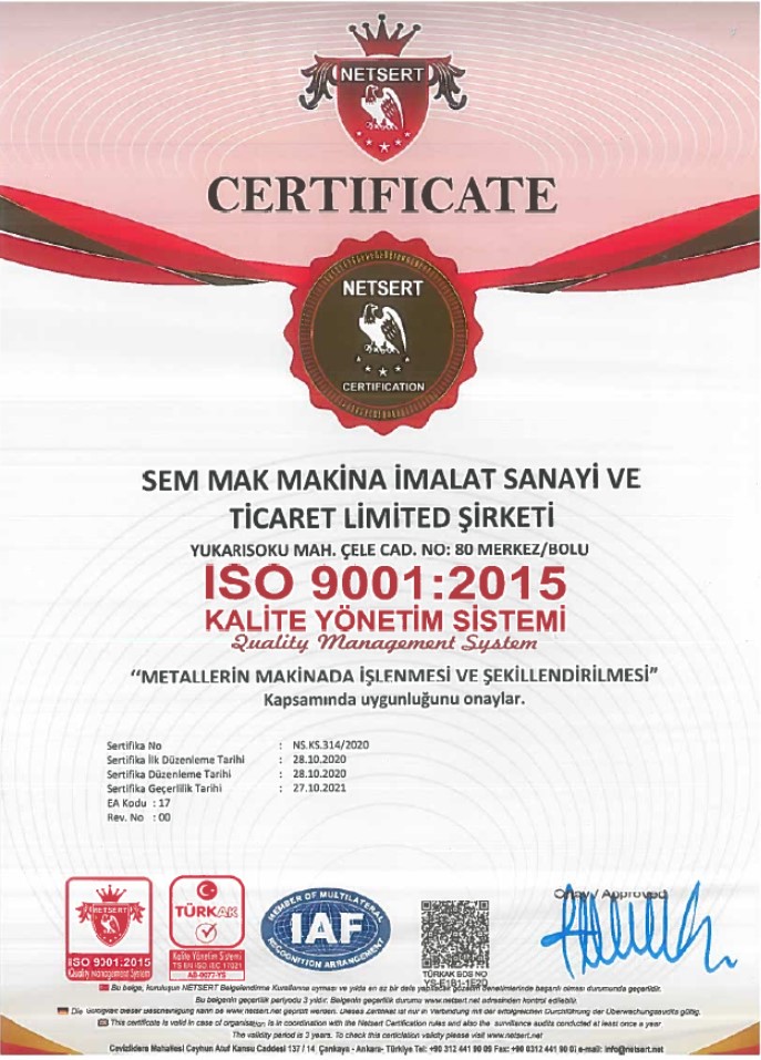 ISO 9001 Kalite Yönetim Sistemi