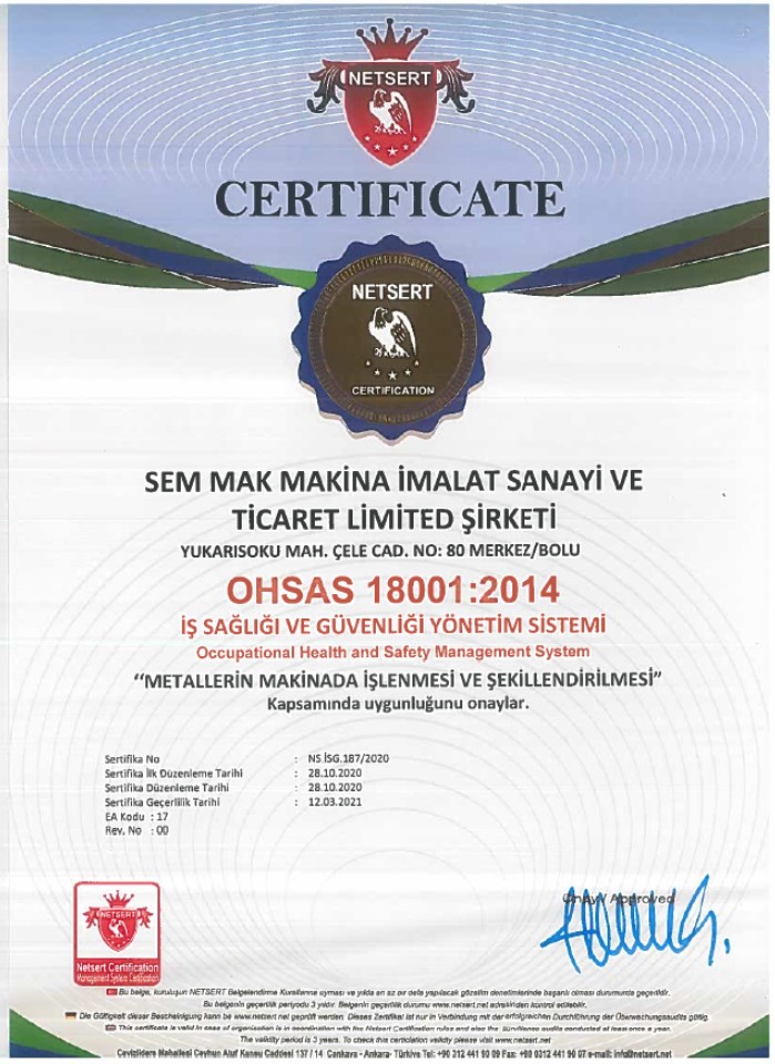 OHSAS 18001 İş Sağlığı ve Güvenliği